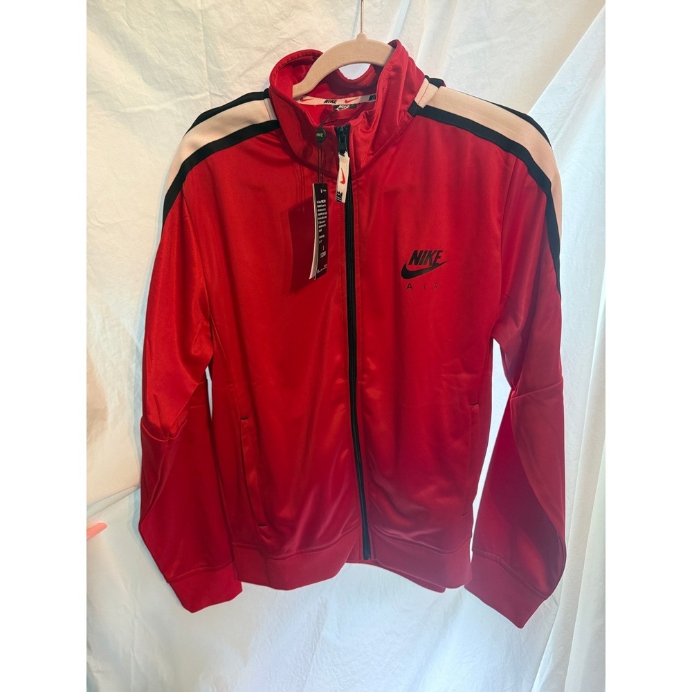 Nike Air Mens Dri-FIT Track Jacket Red Full Zip Striped Athletic Top Small NEW